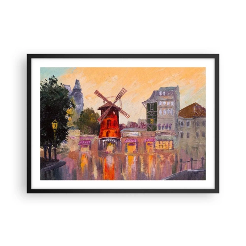 Plagát v čiernom ráme - Parížske ikony – Moulin Rouge - 70x50 cm
