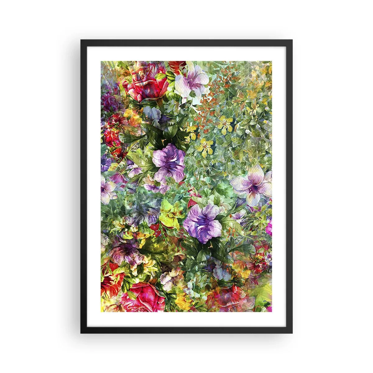 Plagát v čiernom ráme - Farebné kvetinové aranžmány - 50x70cm - Do kvetov, do zahynutia - Moderná nástenná dekorácia do obývacej izby a spálne ARTTOR