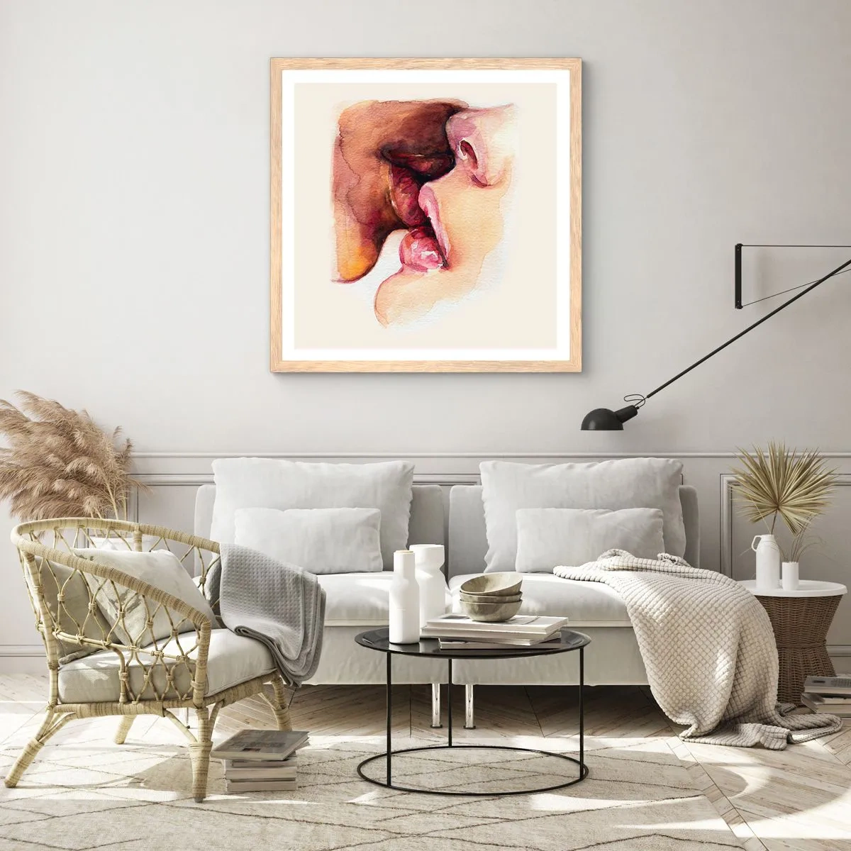 Plagát v ráme zo svetlého duba - Ako noc a deň, zem a nebo - 60x60 cm