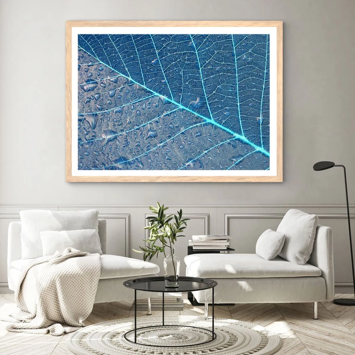 Plagát v ráme zo svetlého duba - Modrý život - 91x61 cm