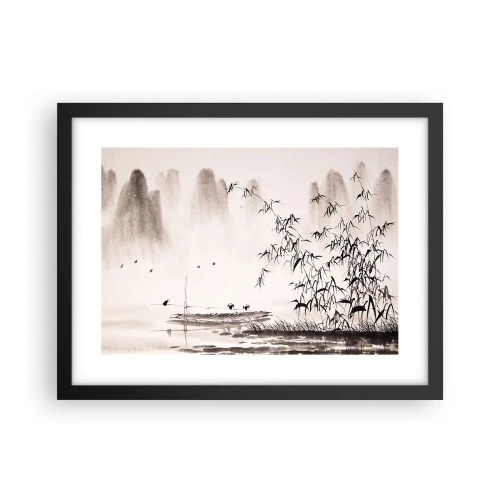 Plagát v čiernom ráme - Pokoj ryžových polí - 40x30 cm