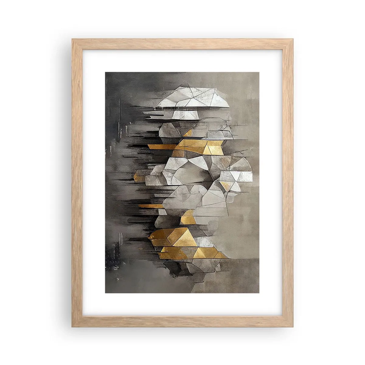 Plagát v ráme zo svetlého duba - Kompozícia z ľadu a svetla - 30x40 cm