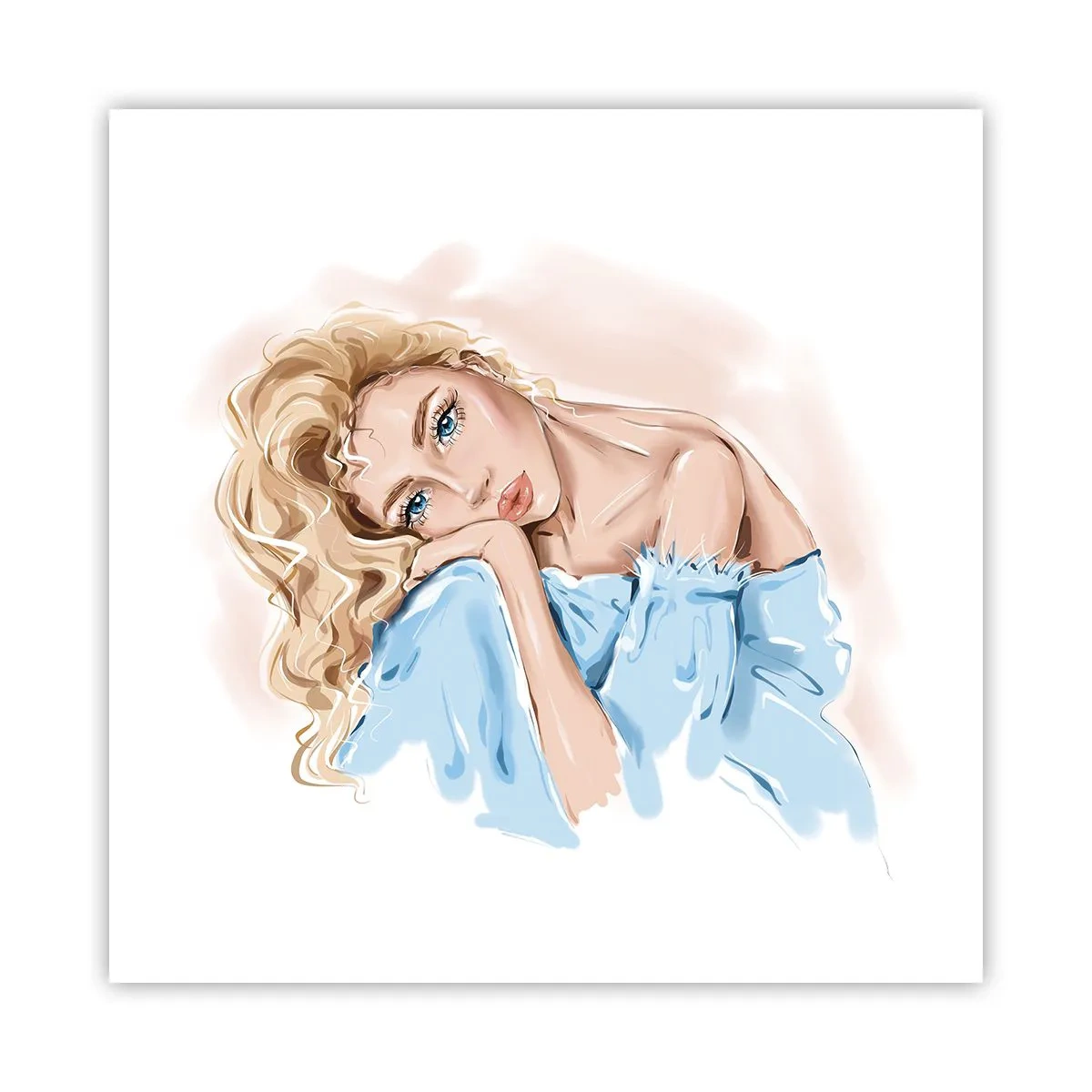 Plagát - Zasnená v modrej - 50x50 cm