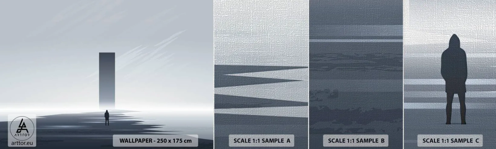 Vzorka fototapety Premium Canvas - Príležitosť alebo hrozba? - Minimalizmus, Moderné, Osamelosť - 100x30 cm