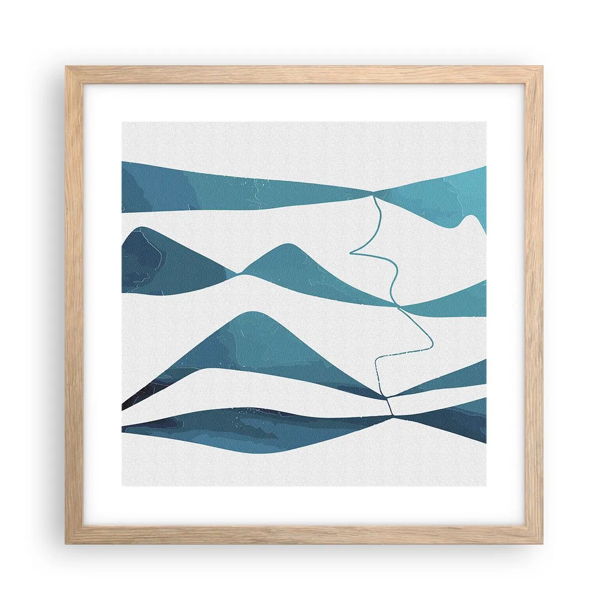 Plagát v ráme zo svetlého duba - Abstrakcia: tyrkysový vzťah - 40x40 cm