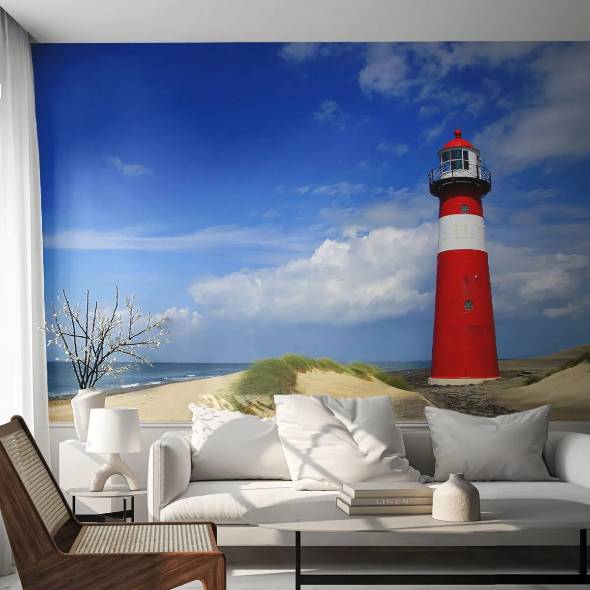 Fototapeta Premium Sand - Vysnená samota - Krajina, Maják, Holandsko - 100x70 cm