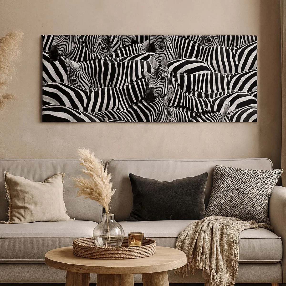 Obraz na plátne - Skupinový portrét s pruhmi - 100x40 cm