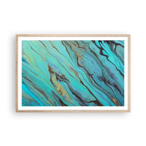 Plagát v ráme zo svetlého duba - Tyrkysový príliv - 91x61 cm