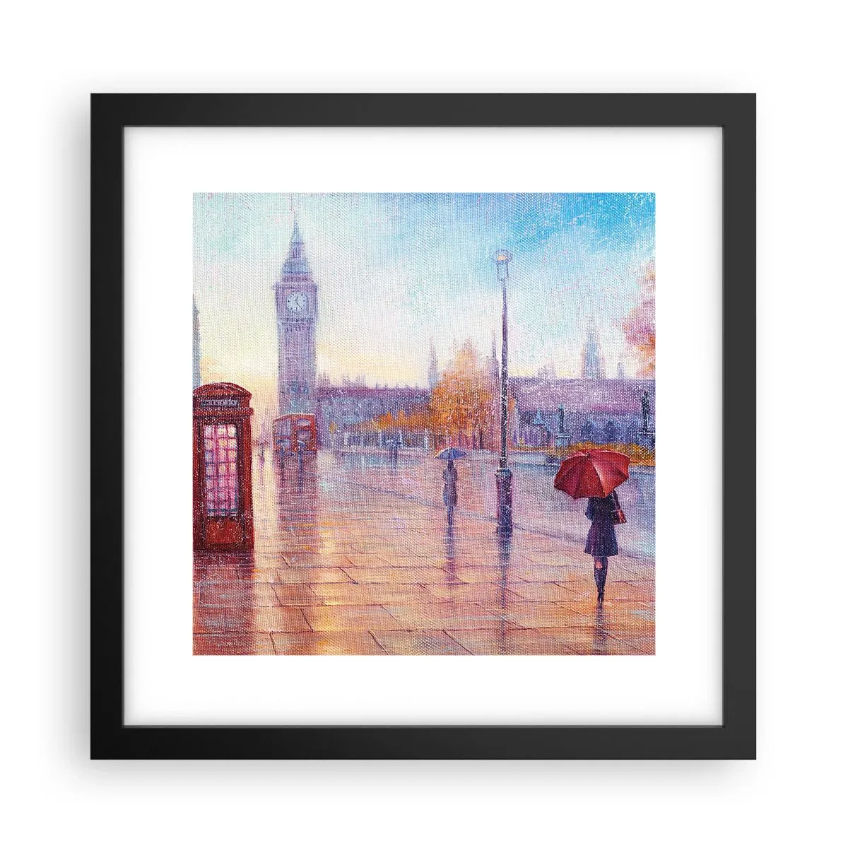 Plagát v čiernom ráme - Londýnsky jesenný deň - 30x30 cm