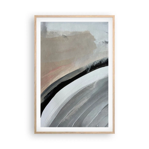 Plagát v ráme zo svetlého duba - Kompozícia: čierny a šedý oblúk - 61x91 cm