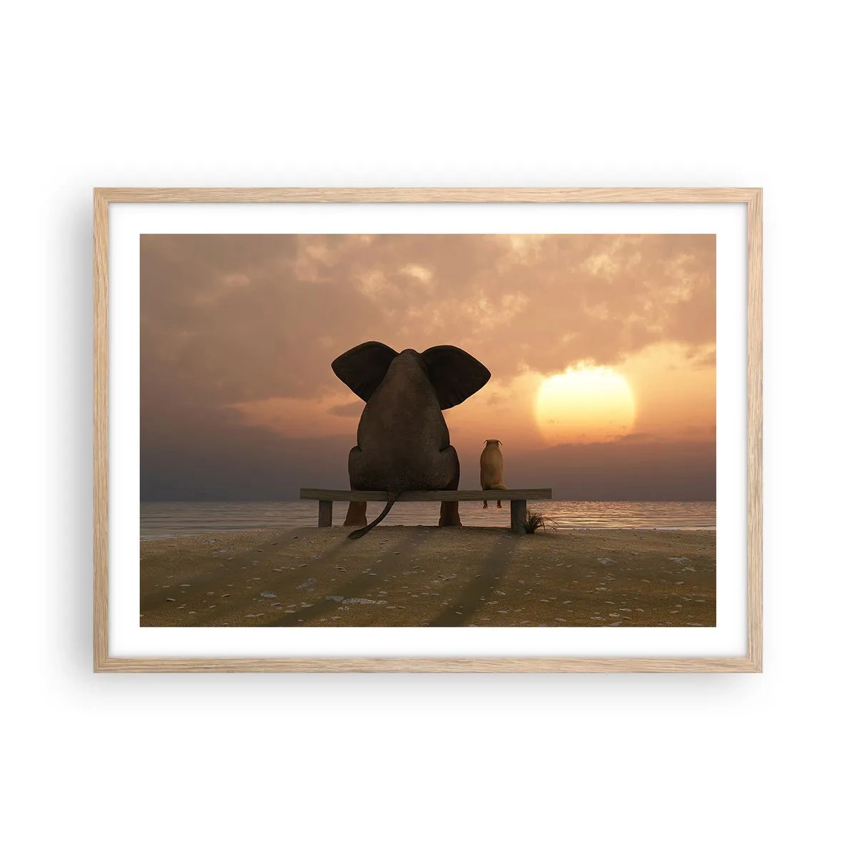 Plagát v ráme zo svetlého duba - Je skvelé spolu mlčať - 70x50 cm