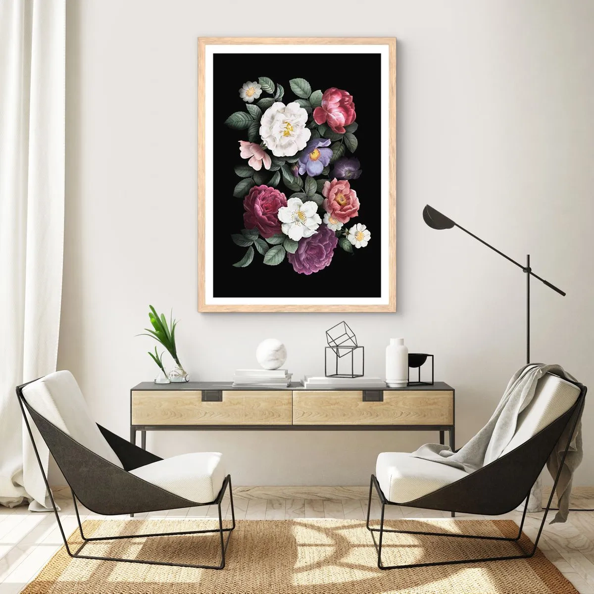 Plagát v ráme zo svetlého duba - Z anglickej záhrady - 61x91 cm