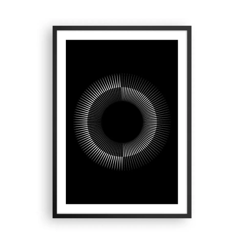 Plagát v čiernom ráme - Fascinujúca kompozícia svetelného kruhu na čiernom pozadí. - 50x70cm - Čierne slnko - Moderná nástenná dekorácia do obývacej izby a spálne ARTTOR