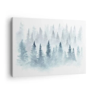 Obraz na plátne - Ihličnaté lesy zahalené v jemnej hmle - 70x50cm - Zahalené hmlou - Moderná nástenná dekorácia do obývacej izby a spálne ARTTOR