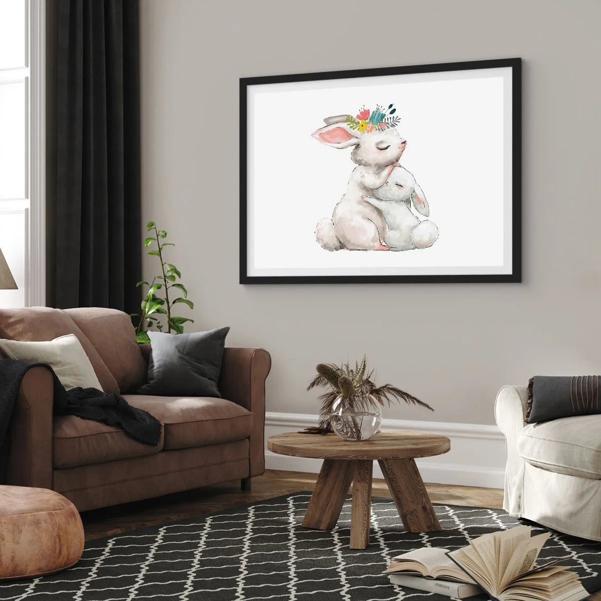 Plagát v čiernom ráme - Najlepšie je u mamy - 100x70 cm