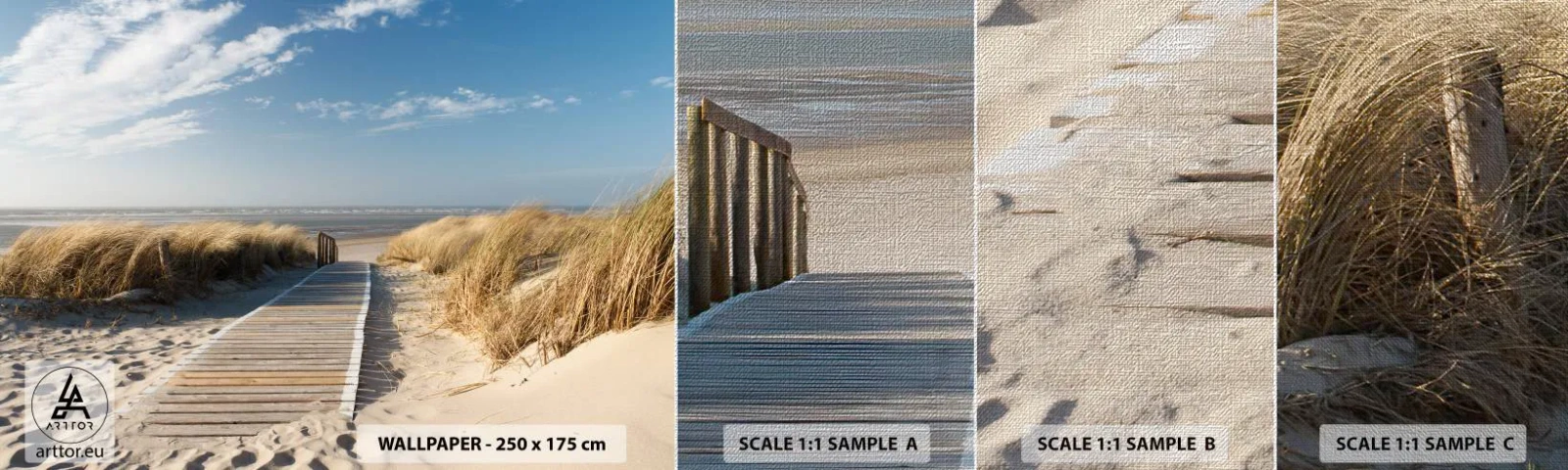 Vzorka fototapety Premium Canvas - Za dunou, v šumení trávy - Krajina, More, Pláž - 100x30 cm