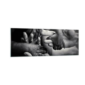 Obraz na skle - Byť človekom - 140x50 cm