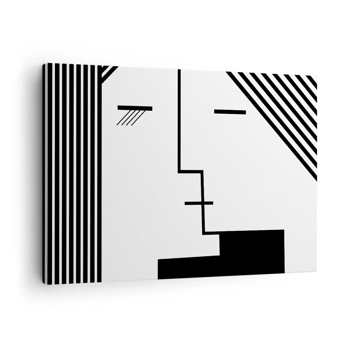 Obraz na plátne - Geometrická abstrakcia bozku v čiernej a bielej farbe - 70x50cm - Proste bozk - Moderná nástenná dekorácia do obývacej izby a spálne ARTTOR