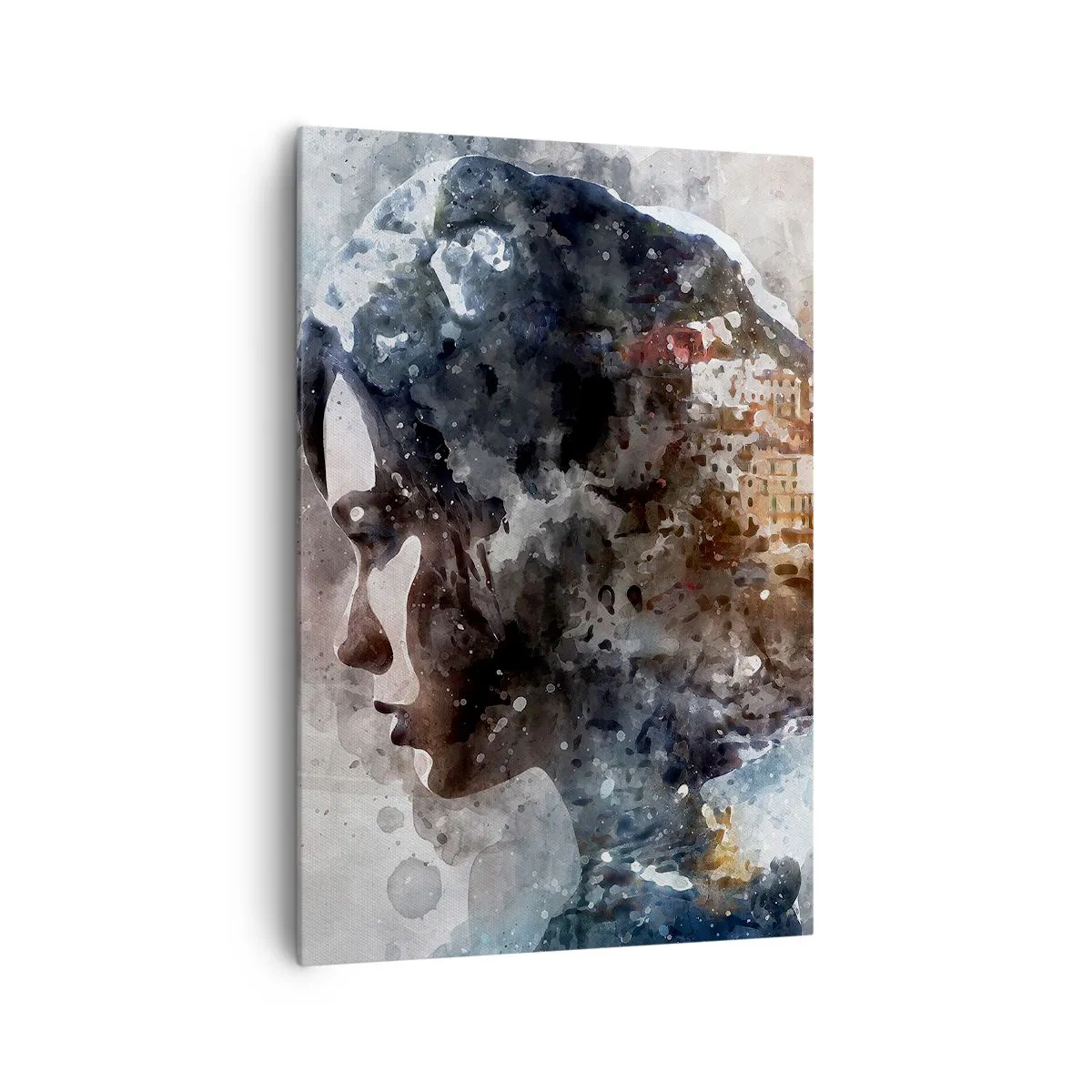 Obraz na plátne - Príbeh o dievčati s mestom v pozadí - 70x100 cm