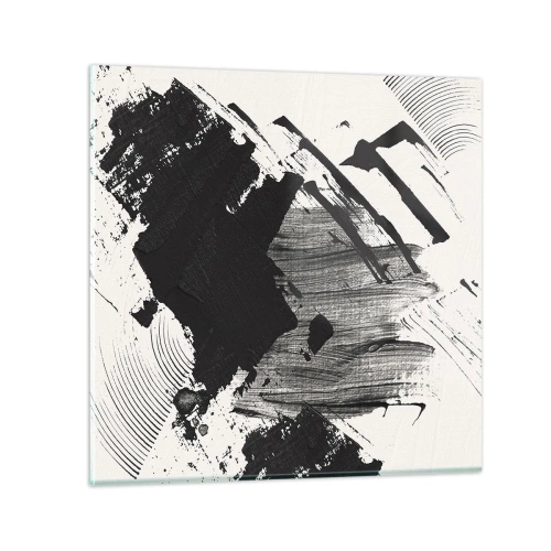 Obraz na skle - Abstrakcia – expresia čiernej - 30x30 cm