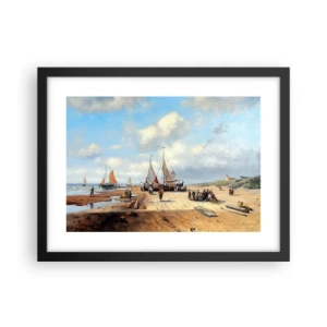 Plagát v čiernom ráme - Po úspešnom rybolove - 40x30 cm