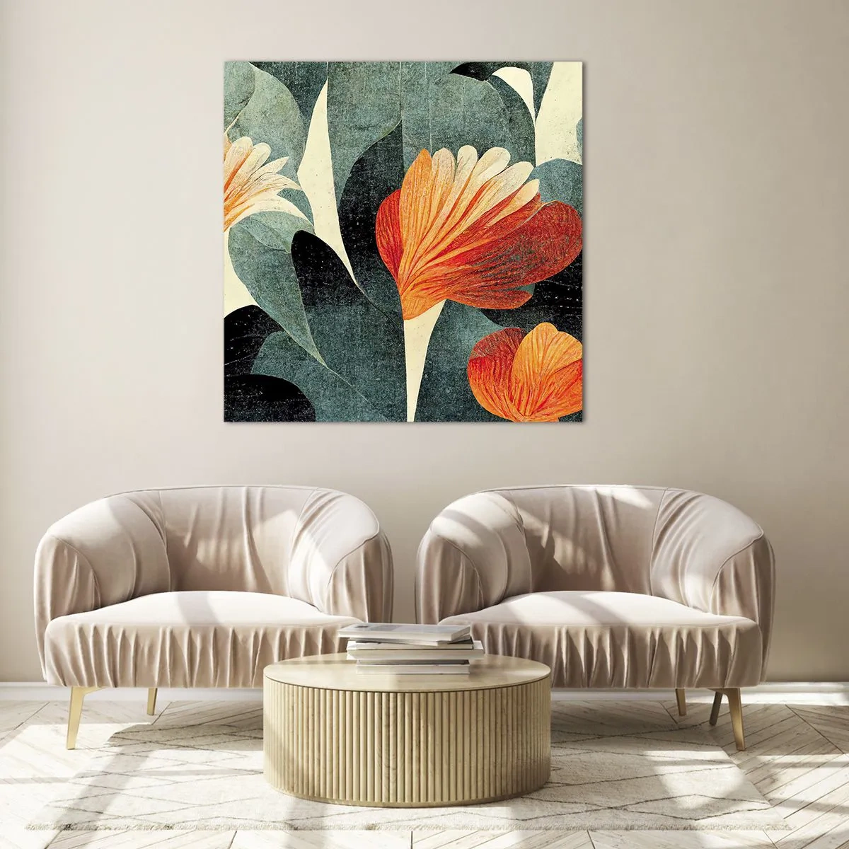 Obraz na skle - Tropické horúco a chlad zelene - 60x60 cm