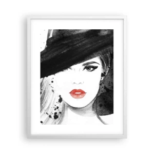 Plagát v bielom ráme - Dáma v čiernom - 40x50 cm