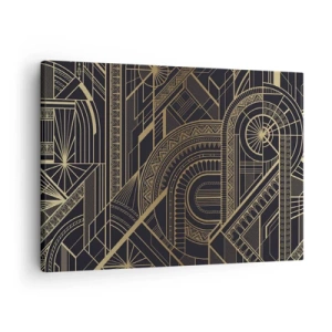 Obraz na plátne - Zlaté geometrické vzory na čiernom pozadí v štýle Art Deco - 70x50cm - Koncepty, nápady, plány - Moderná nástenná dekorácia do obývacej izby a spálne ARTTOR