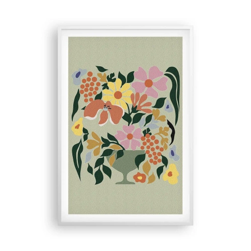 Plagát v bielom ráme - Kytica prekypujúca životom - 61x91 cm