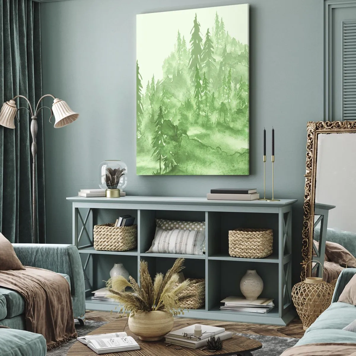 Obraz na plátne - Rozmazaný zelenou hmlou - 50x70 cm