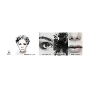 Vzorka fototapety Premium Sand - Veľmi štýlový portrét - Ženská tvár, Žena, Abstrakcia - 100x30 cm