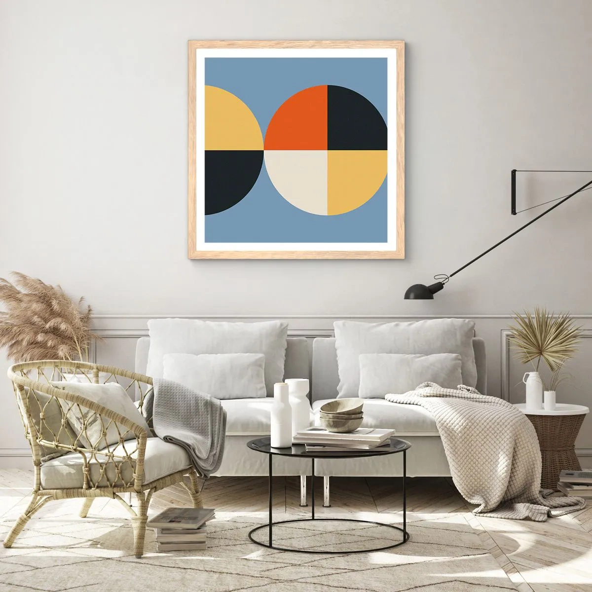 Plagát v ráme zo svetlého duba - Pozri a počítaj - 50x50 cm