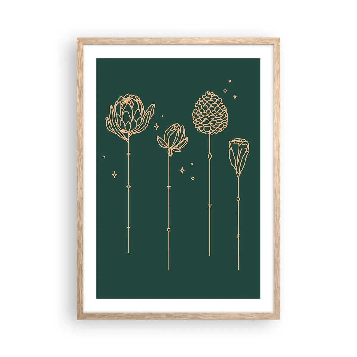 Plagát v ráme zo svetlého duba - Bylinky - 50x70 cm
