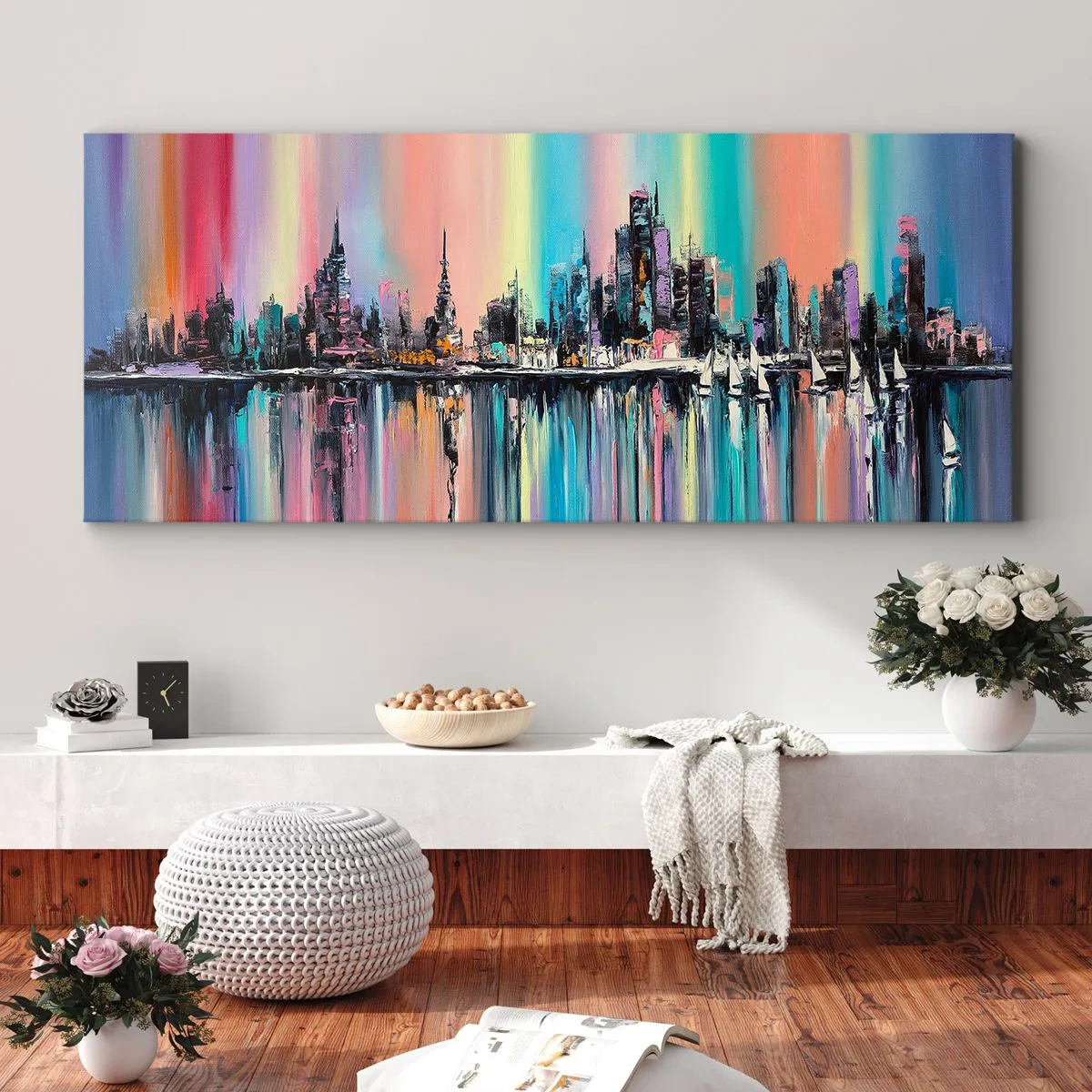 Obraz na plátne - Nočný prúd svetla - 100x40 cm
