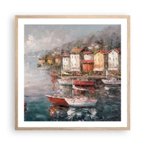 Plagát v ráme zo svetlého duba - Romantický prístav - 60x60 cm