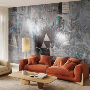 Fototapeta Premium Sand - Prednostné poradie trojuholníkov - Abstrakcia, Kus, Moderný vzor - 350x256 cm