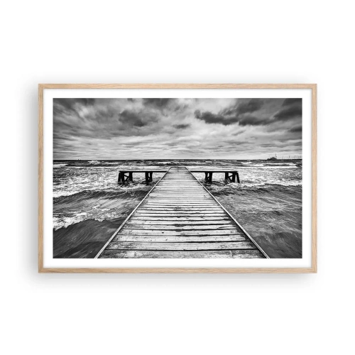 Plagát v ráme zo svetlého duba - Čakám na vietor, čo rozfúka… - 91x61 cm