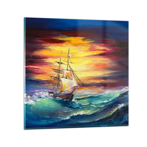 Obraz na skle - Statočne proti vlnám - 30x30 cm
