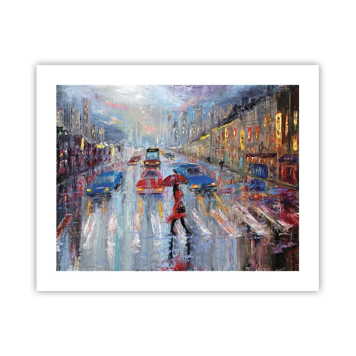 Plagát - Daždivé popoludnie v meste - 50x40 cm