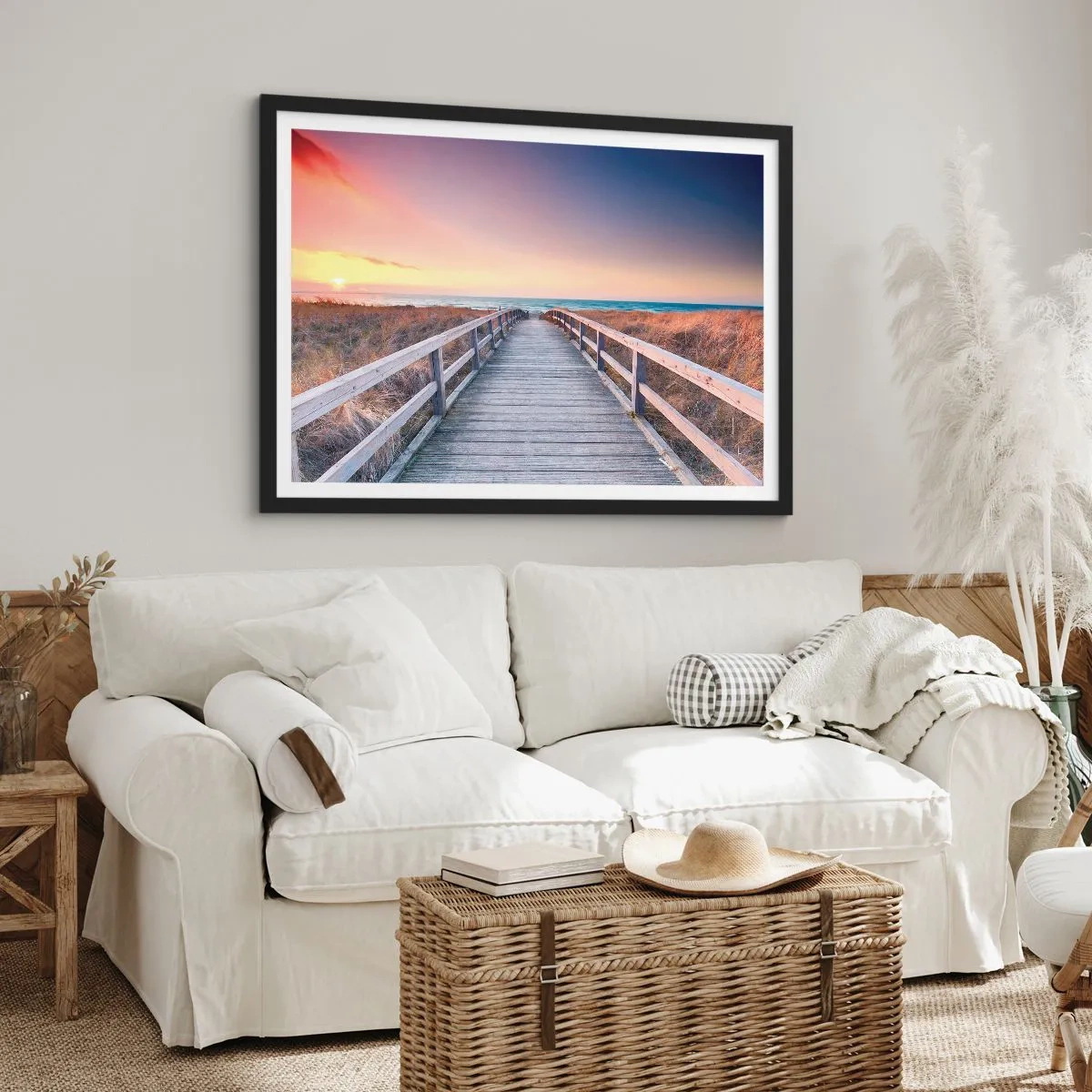 Plagát v čiernom ráme - Baltská večerná polárna žiara - 70x50 cm