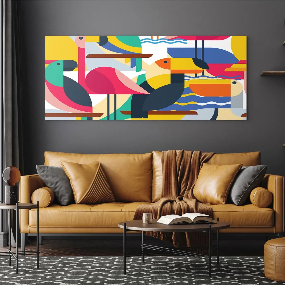 Obraz na skle - Vtáčia párty - 160x50 cm