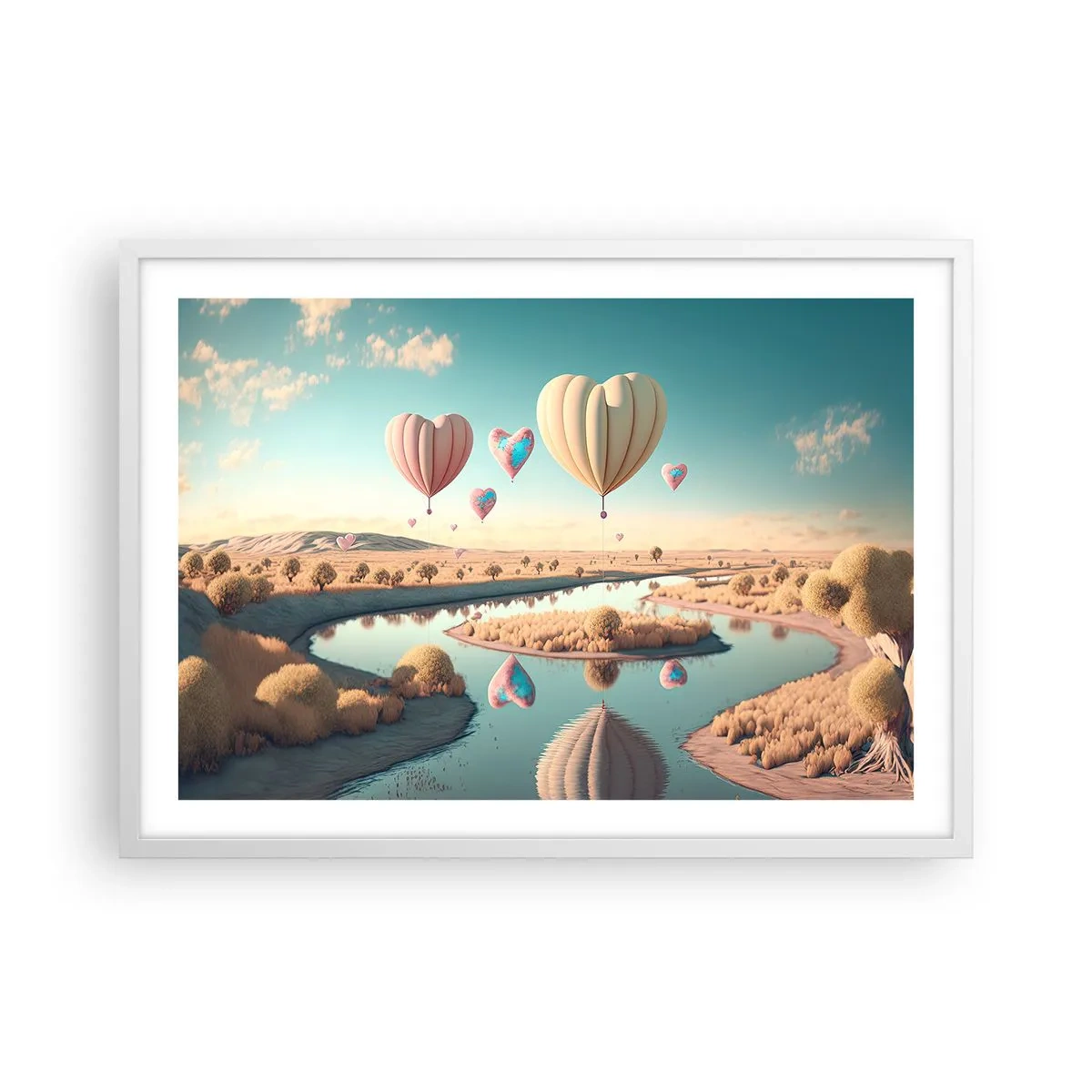 Plagát v bielom ráme - Láska ťa nechá vzlietnuť - 70x50 cm