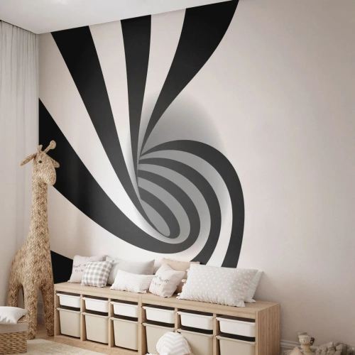 Fototapeta Premium Canvas - A predsa sa točí - Abstrakcia, Grafika, Čierna a biela - 350x256 cm