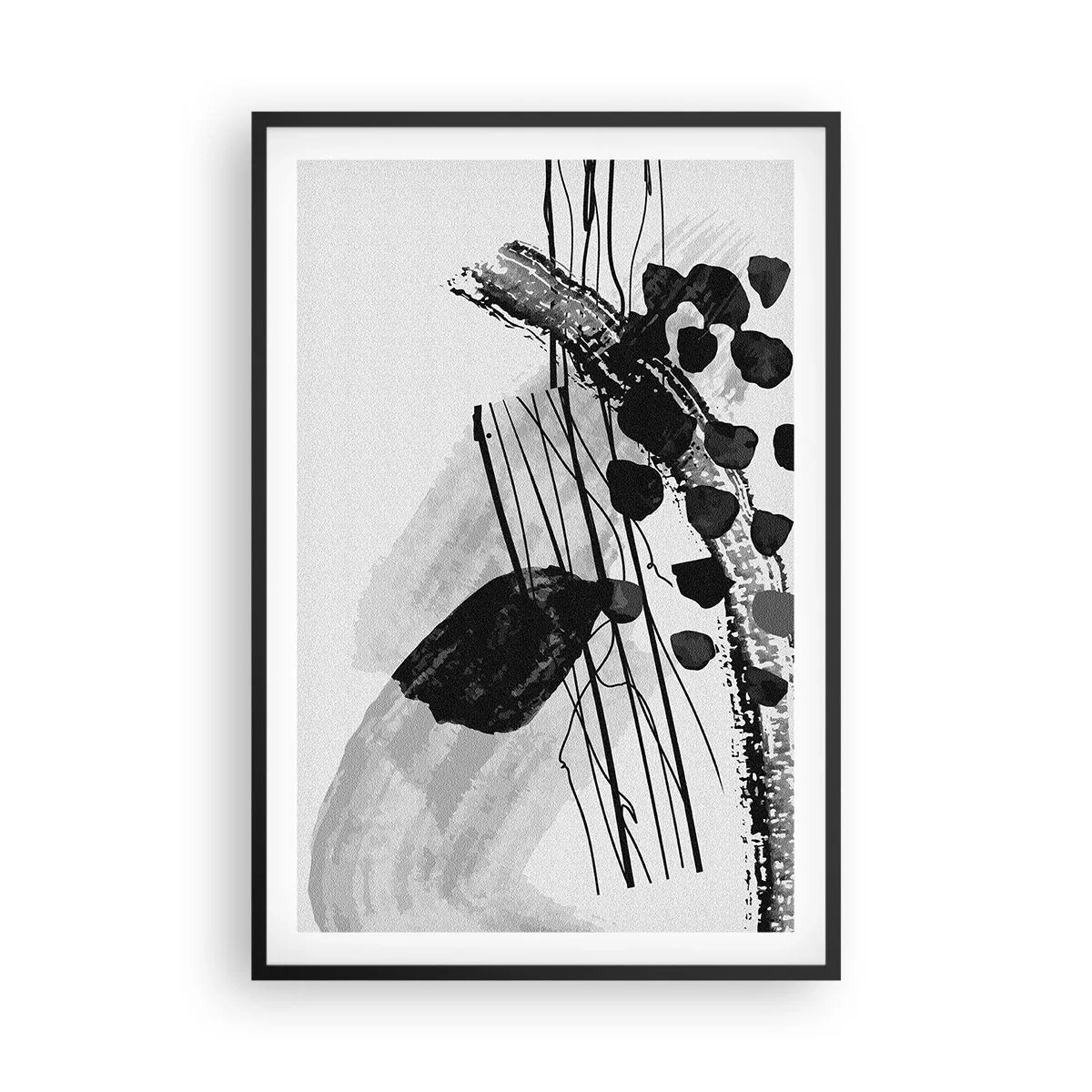 Plagát v čiernom ráme - Čiernobiela organická abstrakcia - 61x91 cm