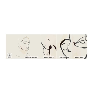 Vzorka samolepiacej fototapety Deluxe Sticker - Výrazným ťahom - Abstrakcia, Ženská tvár, Čiarové umenie - 100x30 cm