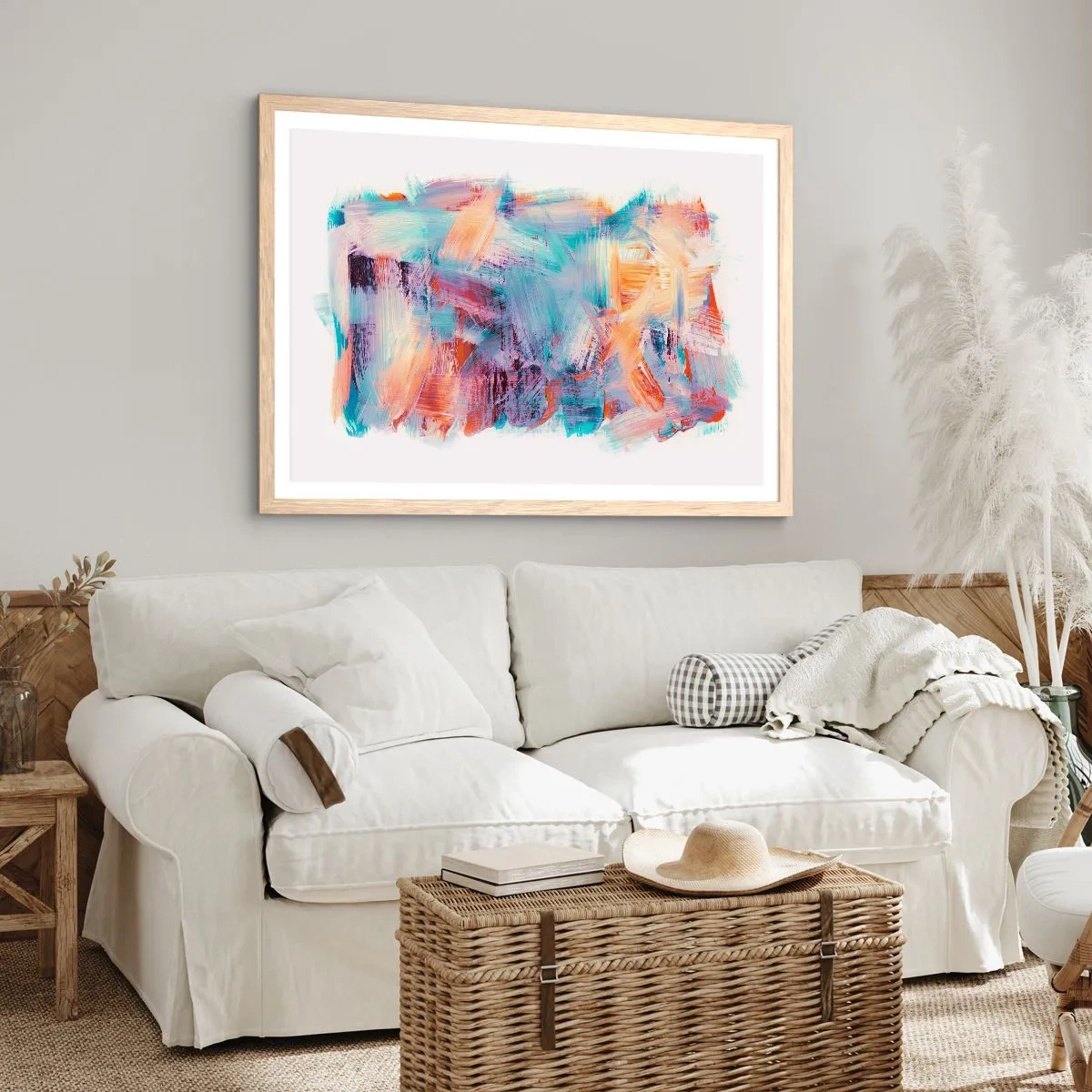 Plagát v ráme zo svetlého duba - Farebný neporiadok - 100x70 cm