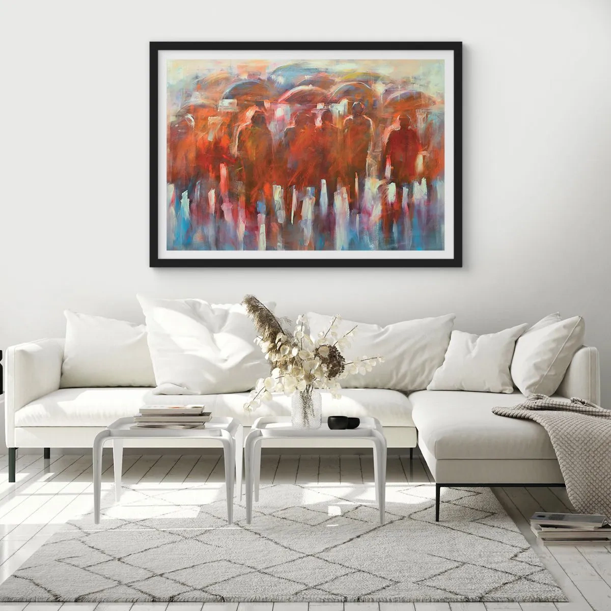 Plagát v čiernom ráme - Rovnocenní v daždi a hmle - 70x50 cm