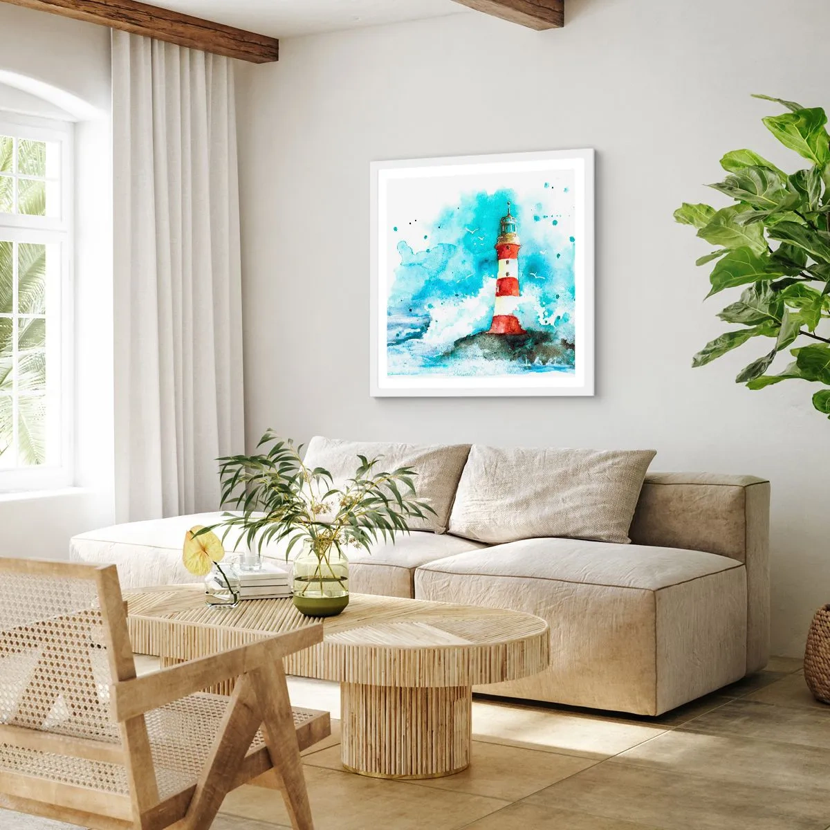 Plagát v bielom ráme - Jednota živlov - 60x60 cm