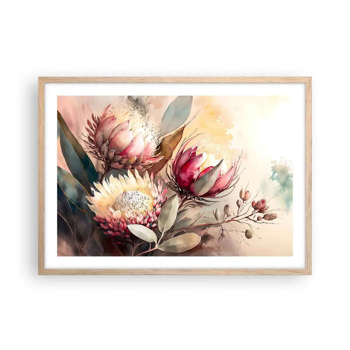 Plagát v ráme zo svetlého duba - Z profilu a en face - 70x50 cm