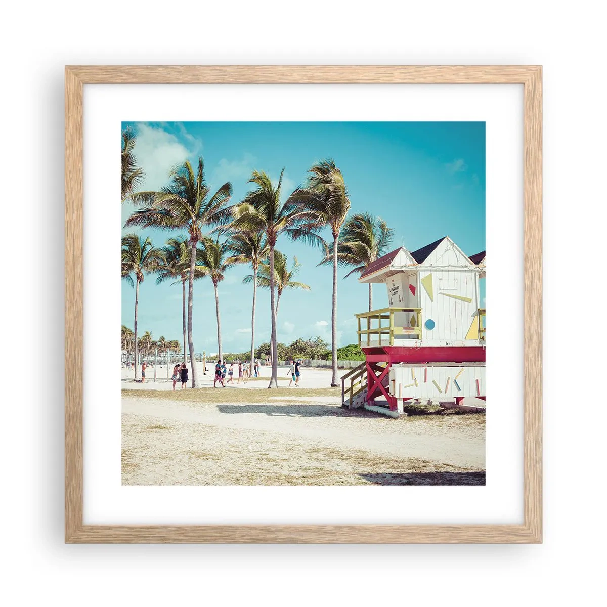 Plagát v ráme zo svetlého duba - Čaká ťa krásny deň - 40x40 cm